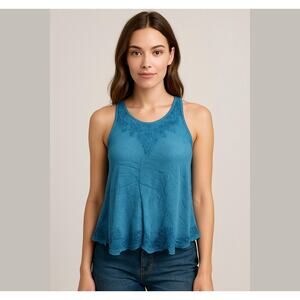 Bohemian Rayon Flowy Embroidered Tank Top